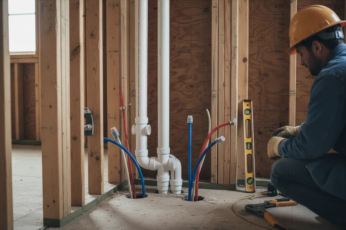 Drain and supply rough-in during Toilet Repair and Installation in Pine Level